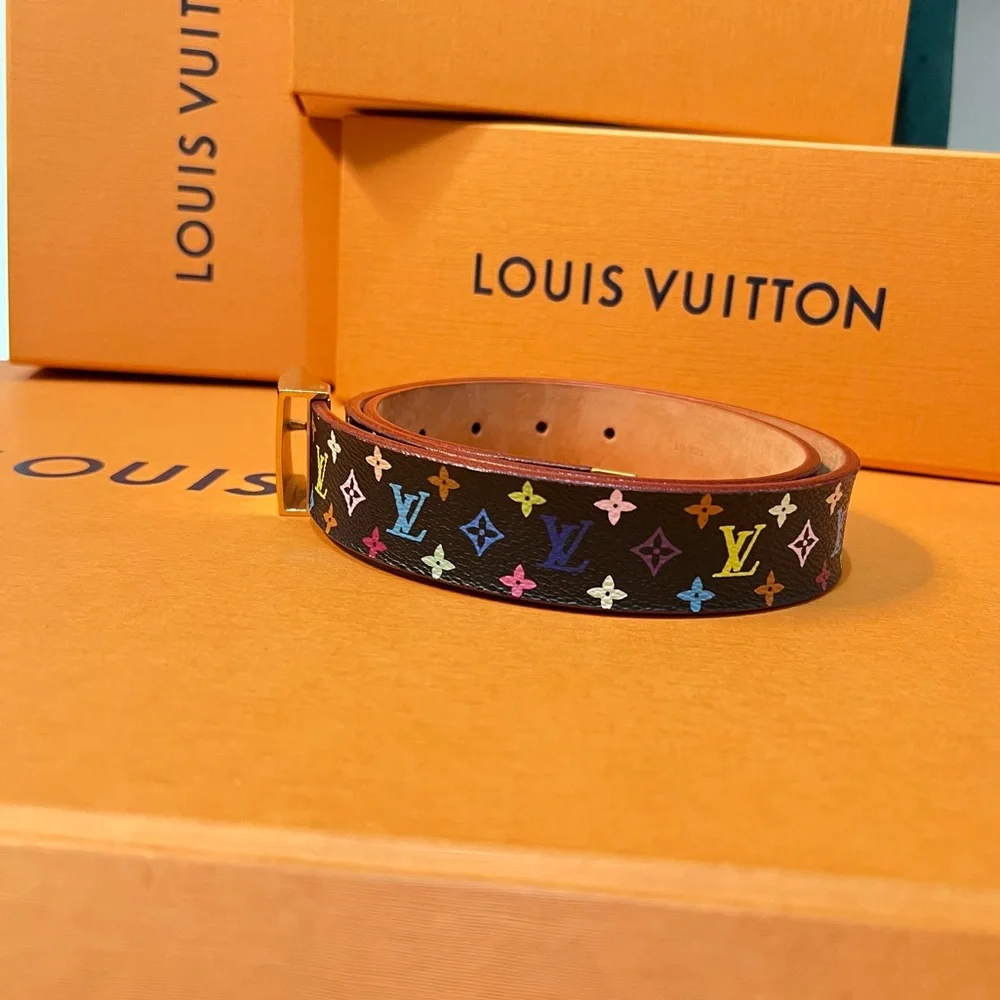 Auth Louis Vuitton Belt • Authentic Vintage Takashi Murakami in Multicolor